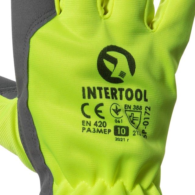 Перчатки рабочие механика "Intertool" SP-0172, XL