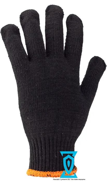 Перчатки рабочие х/б черная с пвх покрытием "Корона" облегченная 5511