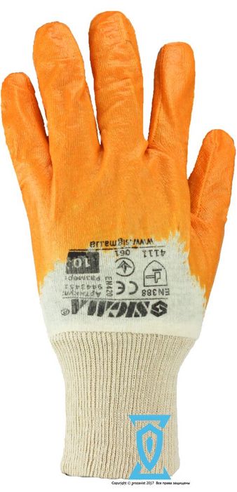 Перчатки рабочие нитрил жёлтый №10 (Sigma - EN388)