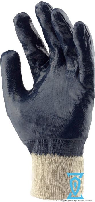 Перчатки рабочие КЩС синяя вязанный манжет 10.5 (Польша)