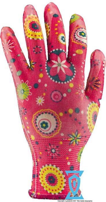 Садові рукавички з поліуретановим покриття квітка (Китай), 8