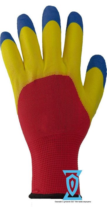 Перчатки рабочие стрейчевые покрытые силиконом с двойным обливом на пальцах №S1-4